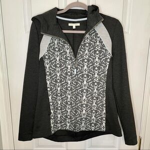 ANTHROPOLOGIE Pure + Good Tara Zip Up Grey Hooded Sweater small